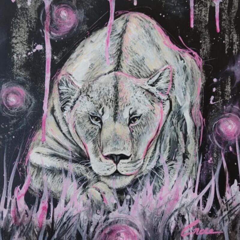 lionne de croce tableau de lion 